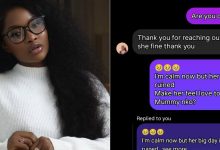 Lady shares chat with Ilebaye’s alleged elder sister Blessing amid viral clash with dad